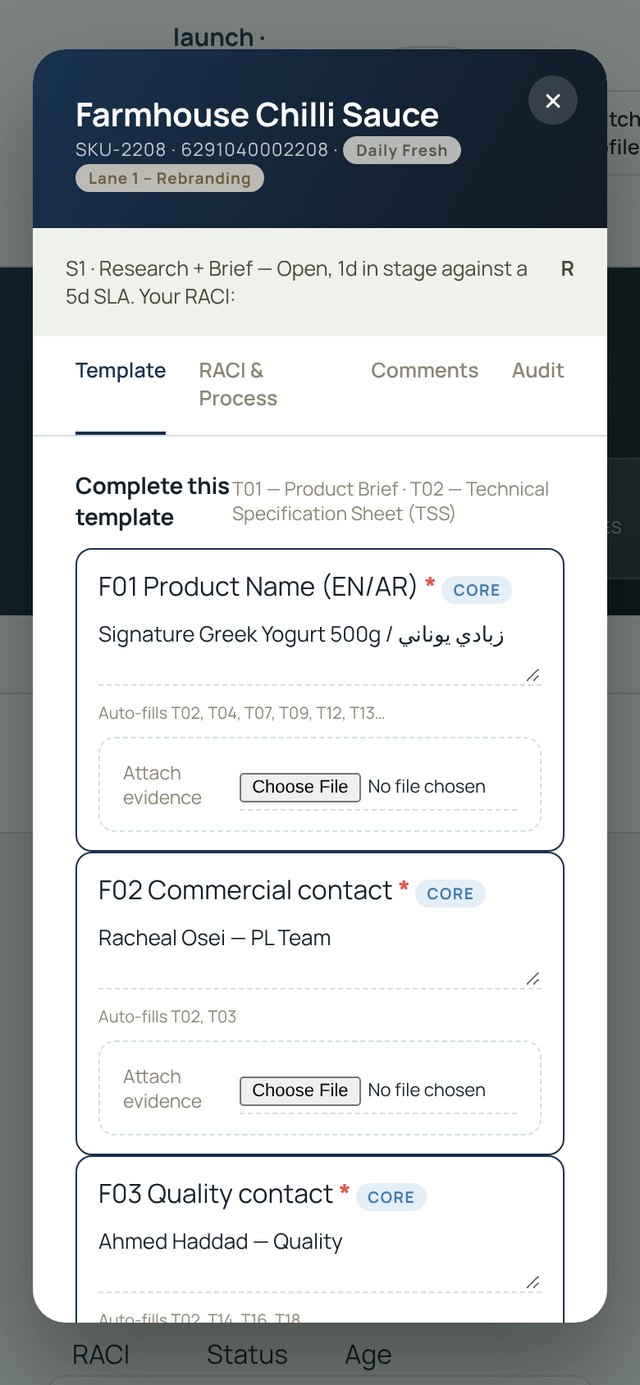 launch product record on a phone, demo data